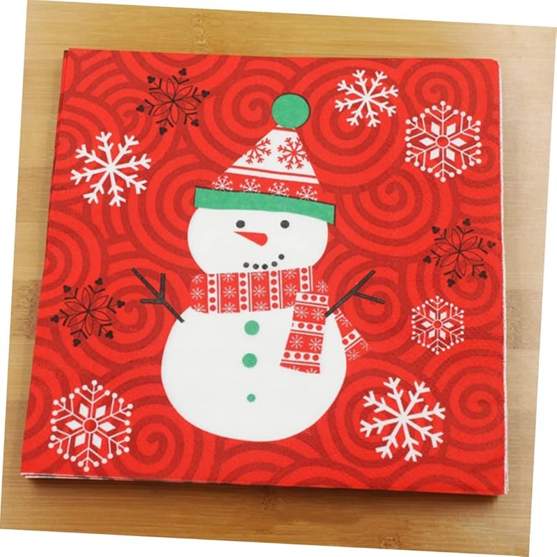 Christmas Snowman Napkins 20 Pack Red Festive Holiday Dinner Party Decorations - Image 5